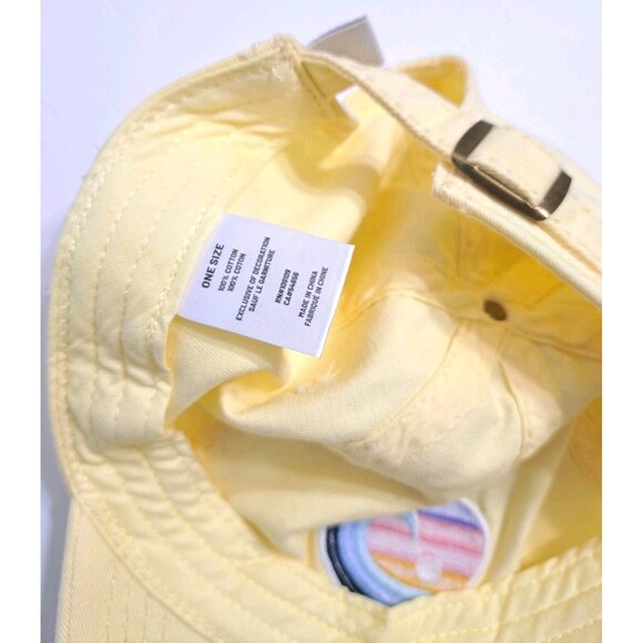 Life Is Good Summer Ocean Wave Heart Logo Sun Baseball Cap Hat Yellow Distressed - Picture 8 of 8